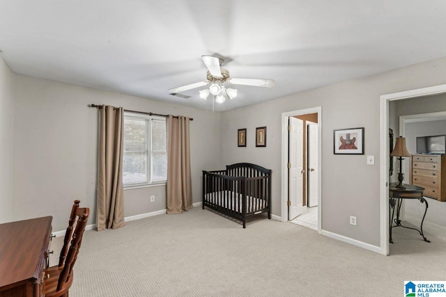1505 Cypress Ln, Hoover, AL 35244 - bedroom featuring light carpet, baseboards, and ceiling fan