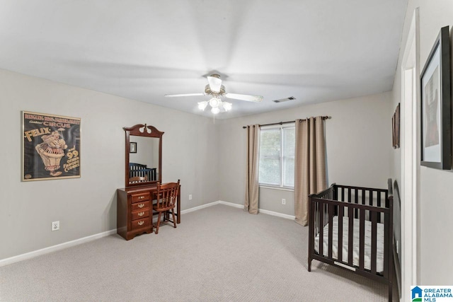 1505 Cypress Ln, Hoover, AL 35244 - bedroom with light colored carpet, baseboards, and ceiling fan