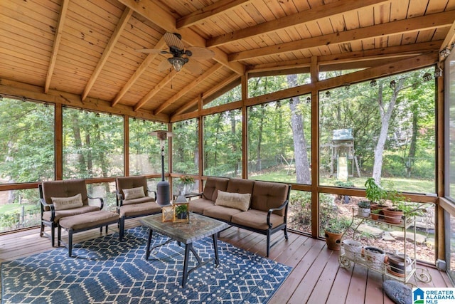 1505 Cypress Ln, Hoover, AL 35244 - sunroom / solarium featuring an outdoor hangout area, ceiling fan, and healthy amount of natural light