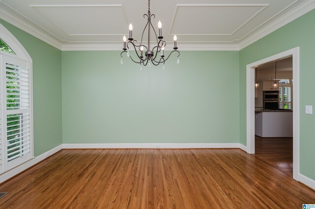 1645 Wingfield Dr, Birmingham, AL 35242 - spare room featuring wood finished floors, a chandelier, ornamental molding, and baseboards