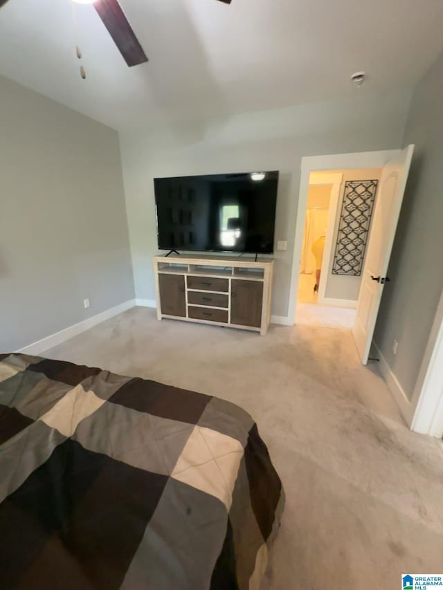 1013 Edgewater Ln, Chelsea, AL 35043 - bedroom featuring light carpet, baseboards, and a ceiling fan