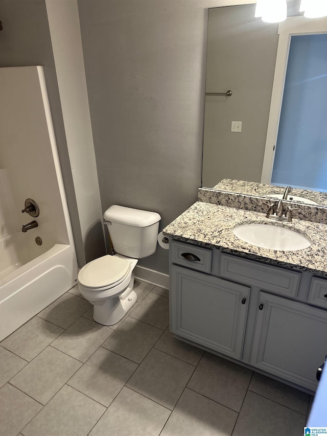 1013 Edgewater Ln, Chelsea, AL 35043 - bathroom with vanity, tile patterned floors, toilet, baseboards, and  shower combination
