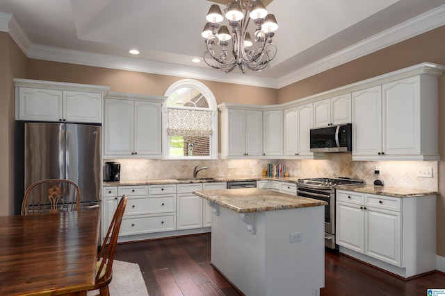 4025 Grove Park Cir, Birmingham, AL 35242 - kitchen featuring stainless steel appliances, a sink, a chandelier, recessed lighting, and light stone countertops