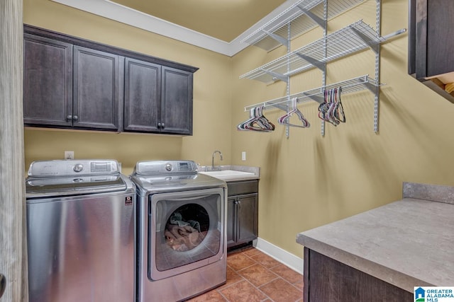 101 N Lake Dr, Hoover, AL 35242 - laundry room with cabinet space, independent washer and dryer, and dark tile patterned floors