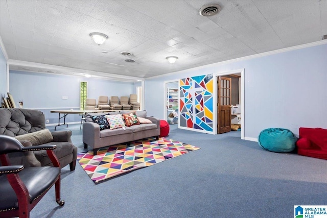 117 Trafford Rd, Warrior, AL 35180 - carpeted living area with ornamental molding and baseboards
