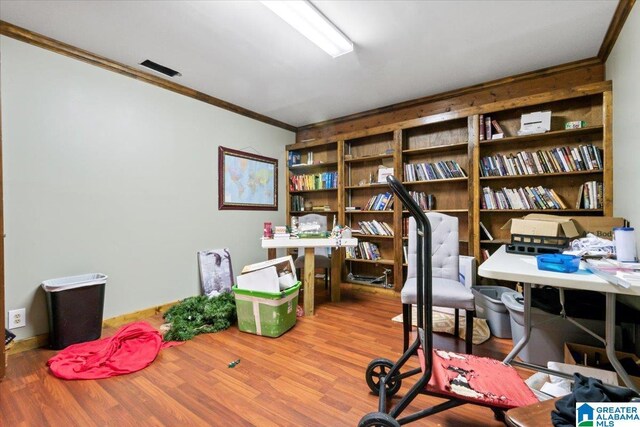 117 Trafford Rd, Warrior, AL 35180 - office area with ornamental molding and wood finished floors
