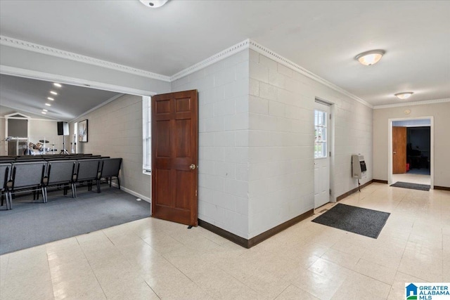 117 Trafford Rd, Warrior, AL 35180 - hall featuring heating unit, ornamental molding, light floors, and baseboards