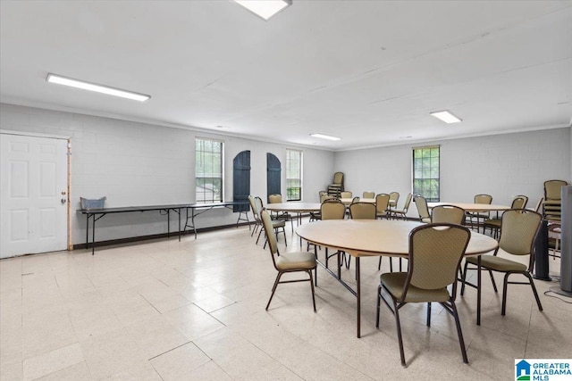 117 Trafford Rd, Warrior, AL 35180 - dining room with concrete block wall
