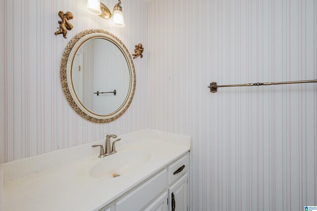 3321 Shetland Trce, Birmingham, AL 35242 - bathroom with wallpapered walls and vanity