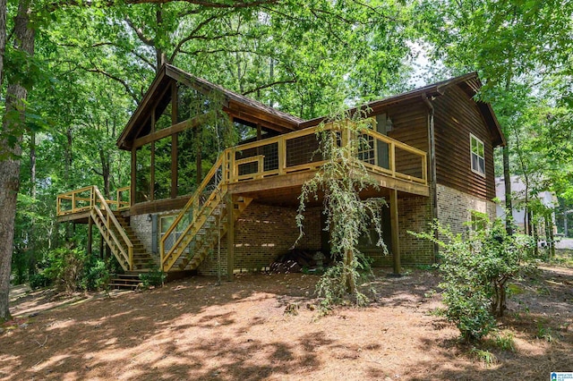 3321 Shetland Trce, Birmingham, AL 35242 - rear view of property with stairway, a wooden deck, and brick siding