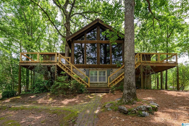 3321 Shetland Trce, Birmingham, AL 35242 - back of property featuring stairway and a wooden deck