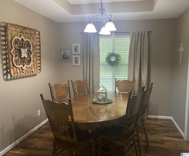 13634 Lisa Dr, Lake View, AL 35111 - dining space with wood finished floors, baseboards, a chandelier, and a tray ceiling
