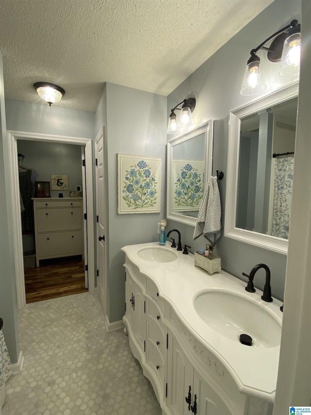 13634 Lisa Dr, Lake View, AL 35111 - full bathroom featuring double vanity, a textured ceiling, a closet, and baseboards