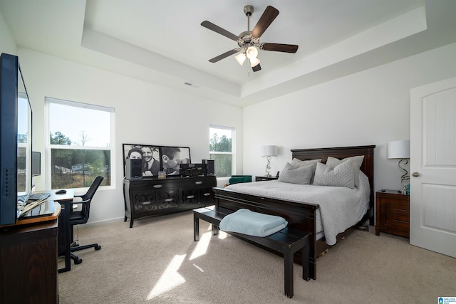 154 Halifax Ln, Chelsea, AL 35043 - bedroom featuring a raised ceiling, carpet, an office area, baseboards, and ceiling fan