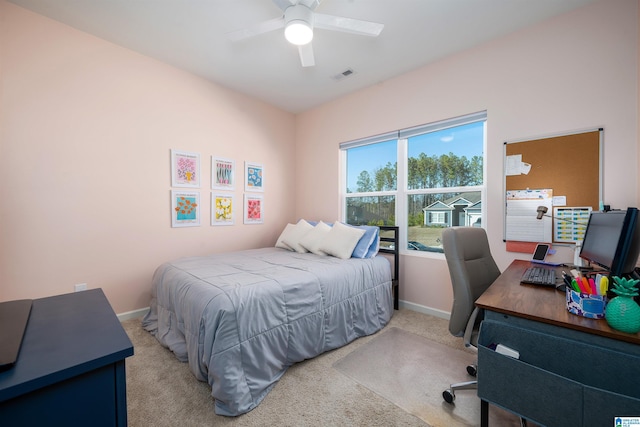 154 Halifax Ln, Chelsea, AL 35043 - bedroom with baseboards, carpet flooring, a desk, and ceiling fan