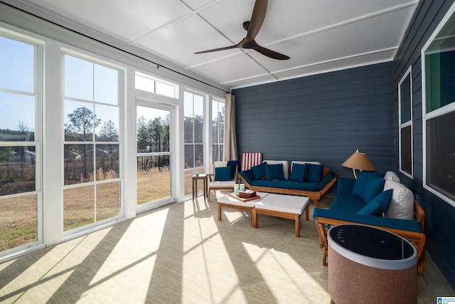 154 Halifax Ln, Chelsea, AL 35043 - sunroom / solarium featuring ceiling fan and an outdoor living space