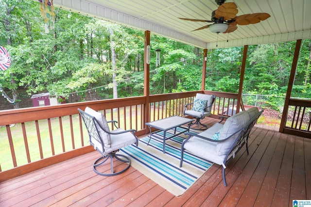 13339 Sylvia Dr, Lake View, AL 35111 - wooden terrace with ceiling fan
