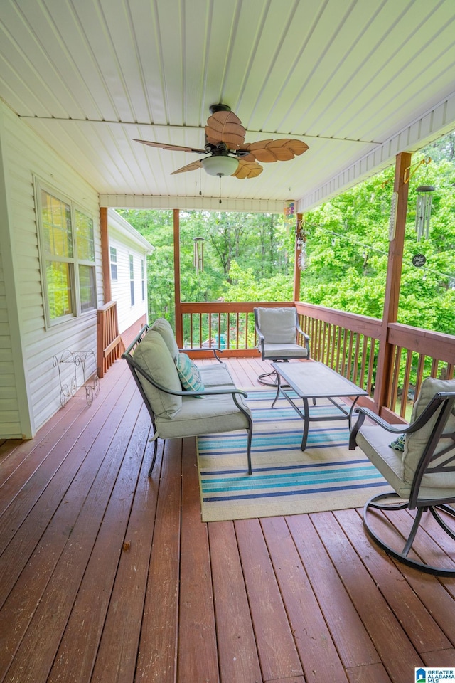 13339 Sylvia Dr, Lake View, AL 35111 - wooden terrace with a ceiling fan