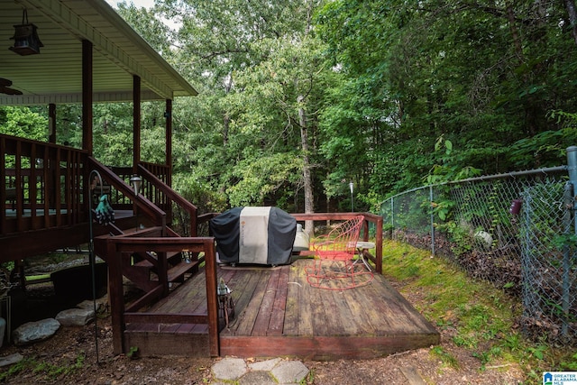 13339 Sylvia Dr, Lake View, AL 35111 - wooden terrace with area for grilling and stairway