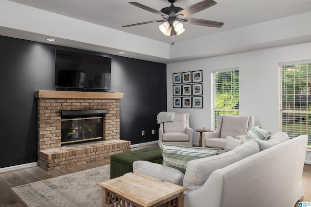 5883 William O Ln, Gardendale, AL 35071 - living area with wood finished floors, baseboards, a ceiling fan, healthy amount of natural light, and recessed lighting