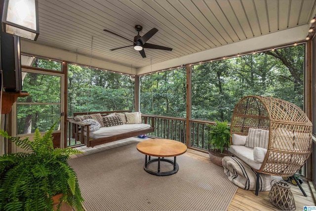 5883 William O Ln, Gardendale, AL 35071 - sunroom / solarium featuring ceiling fan, view of wooded area, and plenty of natural light