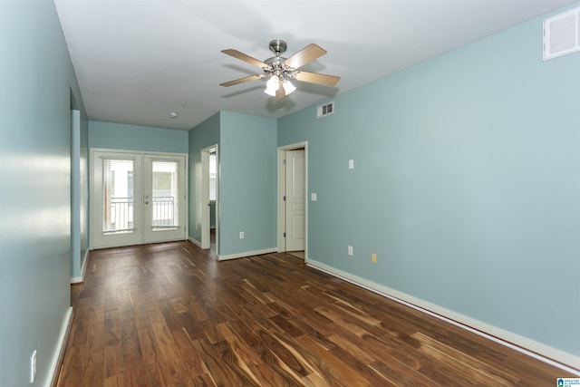 401 20th St S Unit 322, Birmingham, AL 35233 - spare room featuring french doors, dark wood-style flooring, and baseboards
