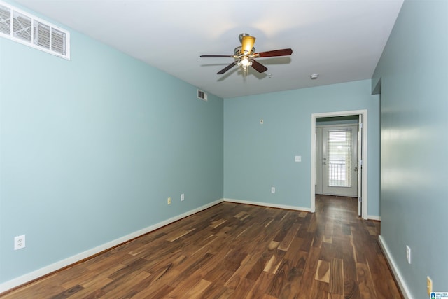 401 20th St S Unit 322, Birmingham, AL 35233 - spare room with dark wood finished floors, ceiling fan, baseboards, and a smoke detector