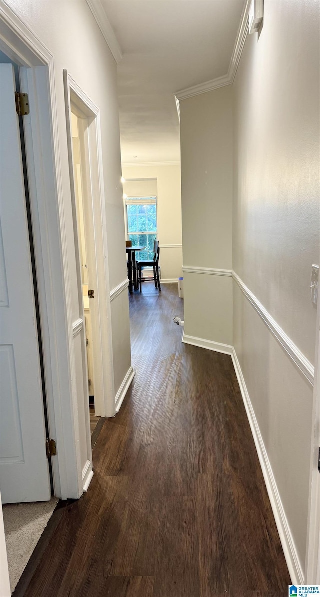 2004 Waterford Pl Unit 2004, Hoover, AL 35244 - corridor featuring dark wood-type flooring and ornamental molding