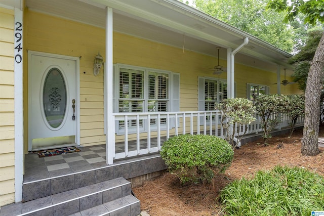 2940 Coatbridge Ln, Birmingham, AL 35242 - view of exterior entry with covered porch and a ceiling fan