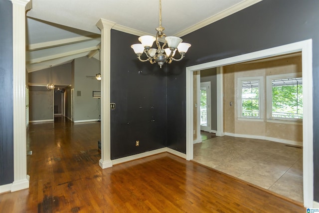 2940 Coatbridge Ln, Birmingham, AL 35242 - spare room featuring a chandelier, baseboards, wood finished floors, and ornamental molding