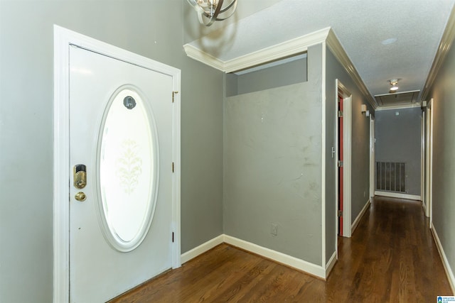 2940 Coatbridge Ln, Birmingham, AL 35242 - foyer with dark wood-style floors, baseboards, and ornamental molding