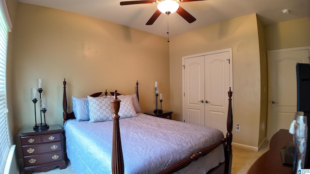 1035 Princeton Park, Montevallo, AL 35115 - bedroom featuring a closet, light carpet, and ceiling fan