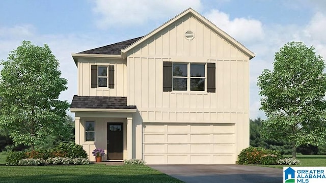 2008 Eaton Pl, Chelsea, AL 35043 - modern inspired farmhouse featuring a shingled roof, board and batten siding, driveway, and an attached garage