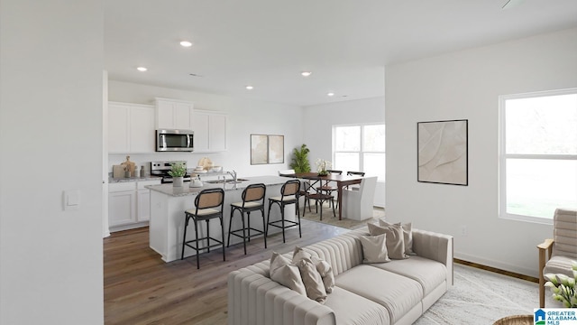 2008 Eaton Pl, Chelsea, AL 35043 - living area with light wood finished floors, healthy amount of natural light, recessed lighting, and baseboards