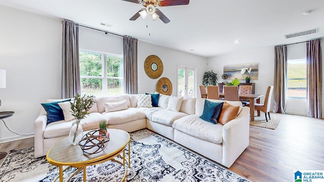 2300 Surry Dr SW, Cullman, AL 35055 - living room with a ceiling fan and wood finished floors