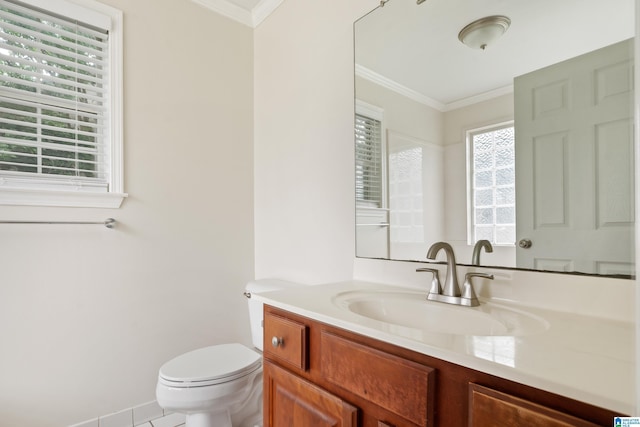 132 Summerchase Pkwy, Calera, AL 35040 - half bath featuring vanity, toilet, and ornamental molding