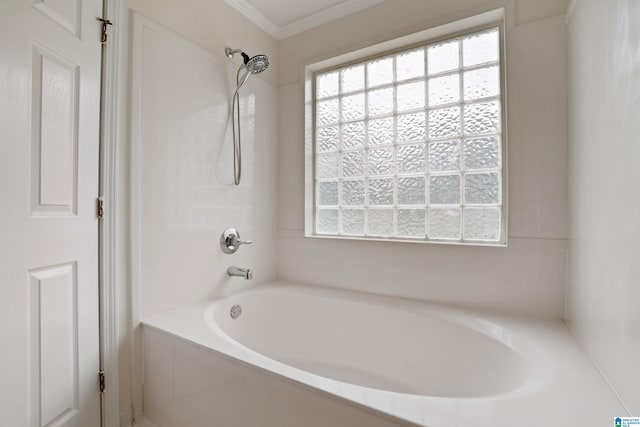 132 Summerchase Pkwy, Calera, AL 35040 - bathroom featuring bathtub / shower combination and crown molding