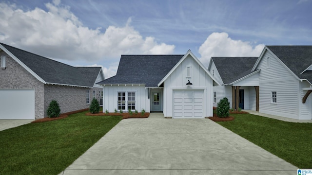 157 Shiloh Creek Dr, Calera, AL 35040 - modern farmhouse featuring board and batten siding, driveway, a front lawn, and a garage