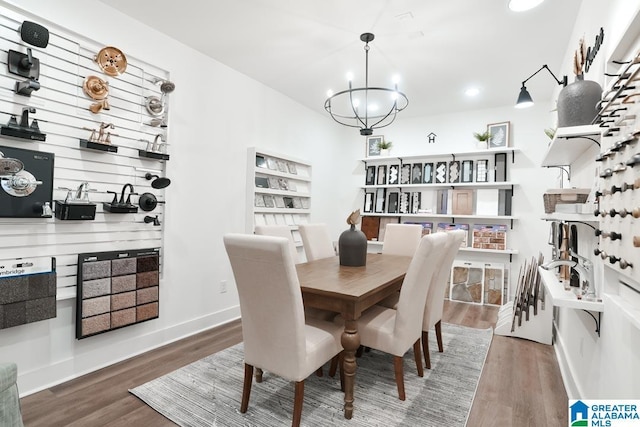 157 Shiloh Creek Dr, Calera, AL 35040 - dining space with a chandelier, wood finished floors, baseboards, and recessed lighting