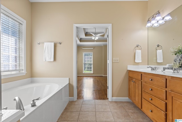 22582 Iron Masters Loop, Mccalla, AL 35111 - full bathroom with plenty of natural light, double vanity, a garden tub, baseboards, and ornamental molding