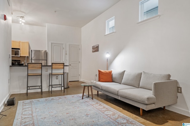 401 20th St S Unit 119, Birmingham, AL 35233 - living area featuring baseboards and a towering ceiling