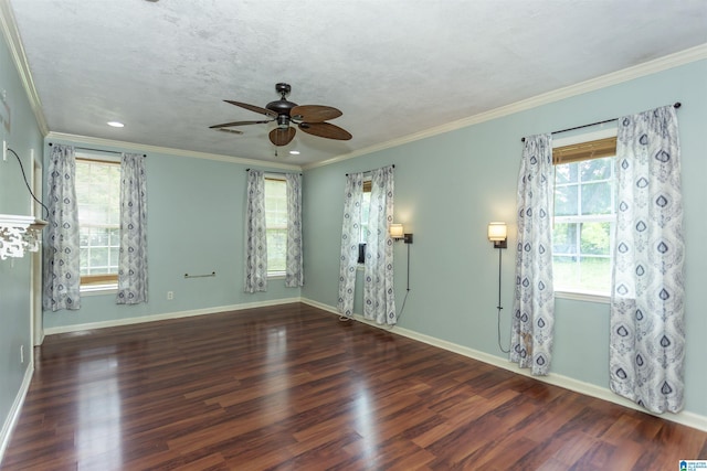 1647 Moncrief Rd, Gardendale, AL 35071 - empty room featuring ceiling fan, wood finished floors, baseboards, ornamental molding, and recessed lighting