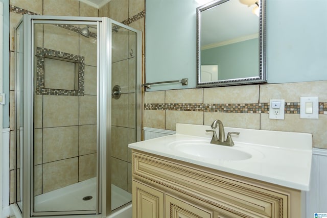 1647 Moncrief Rd, Gardendale, AL 35071 - full bathroom with tile walls, vanity, and a stall shower