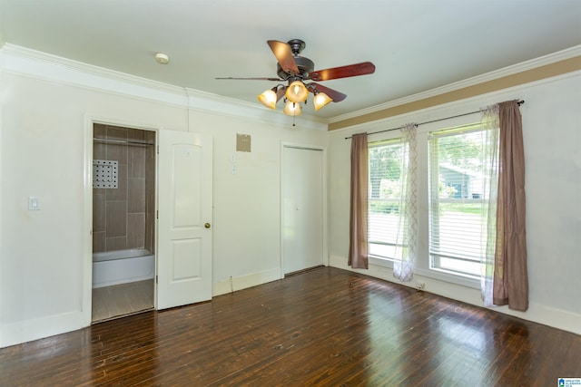 1647 Moncrief Rd, Gardendale, AL 35071 - spare room with a ceiling fan, ornamental molding, wood finished floors, baseboards, and a smoke detector