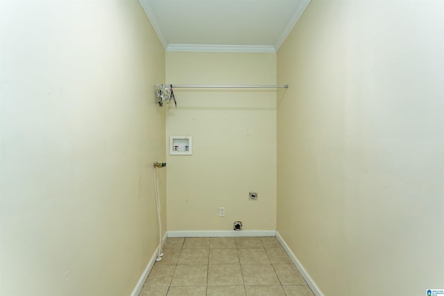 1647 Moncrief Rd, Gardendale, AL 35071 - washroom with electric dryer hookup, crown molding, hookup for a washing machine, light tile patterned flooring, and baseboards