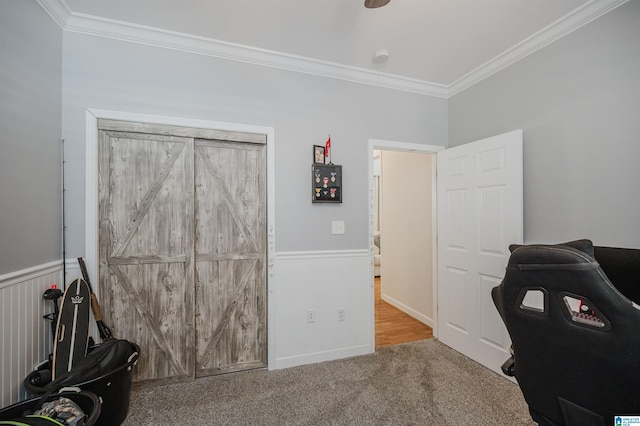 325 Driving Range Rd, Cropwell, AL 35054 - home office with ornamental molding, carpet flooring, and wainscoting