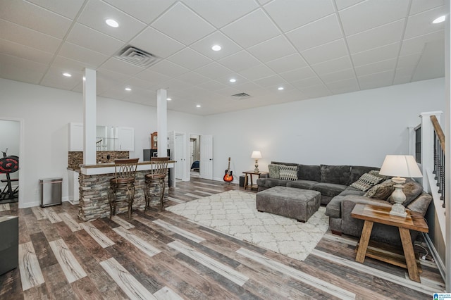 325 Driving Range Rd, Cropwell, AL 35054 - living room with wood finished floors, a drop ceiling, and recessed lighting