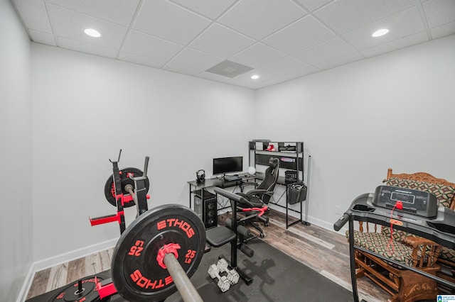 325 Driving Range Rd, Cropwell, AL 35054 - office space with wood finished floors, a paneled ceiling, baseboards, and recessed lighting