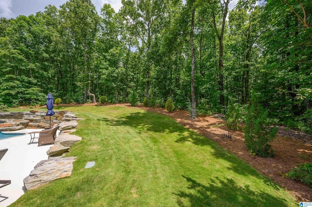 325 Driving Range Rd, Cropwell, AL 35054 - view of grassy yard featuring a patio and an outdoor pool