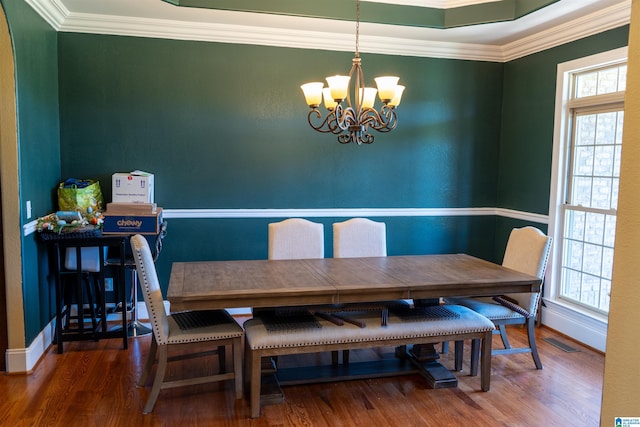 178 Jerry Marsh Rd, Locust Fork, AL 35097 - dining room with a chandelier, crown molding, wood finished floors, and baseboards